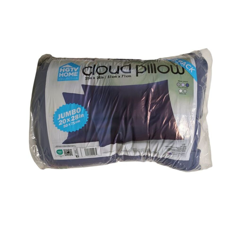 HGTV 2-Pack Fun Extremely Soft & Cozy Cloud Bed Pillow, 20" x 28" - Blue